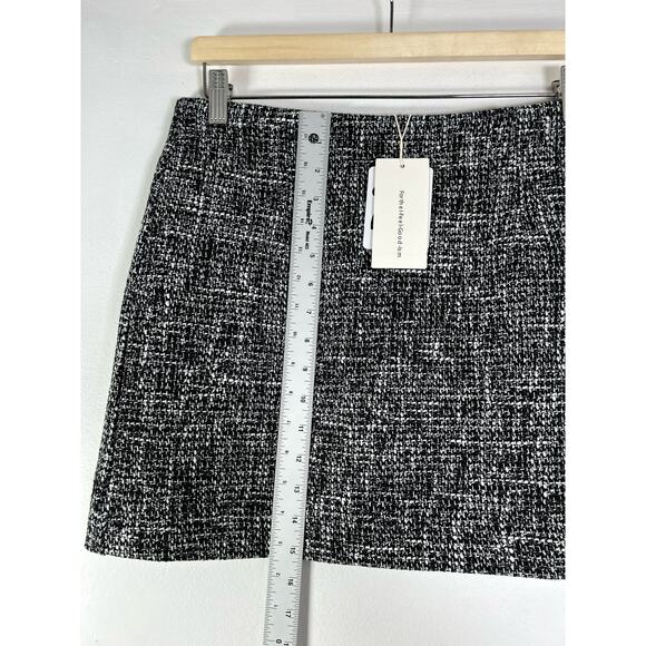 Commense Black & White Tweed Mini Skirt L NWT - Picture 4 of 8